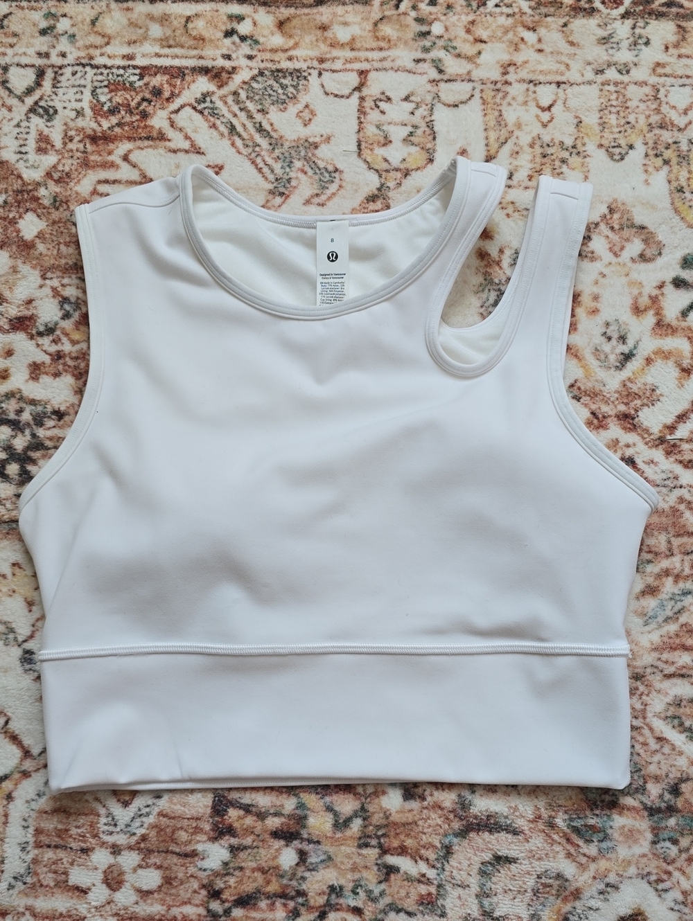 lululemon athletica Mastered Motion White Cropped Tank Cutout Size 8